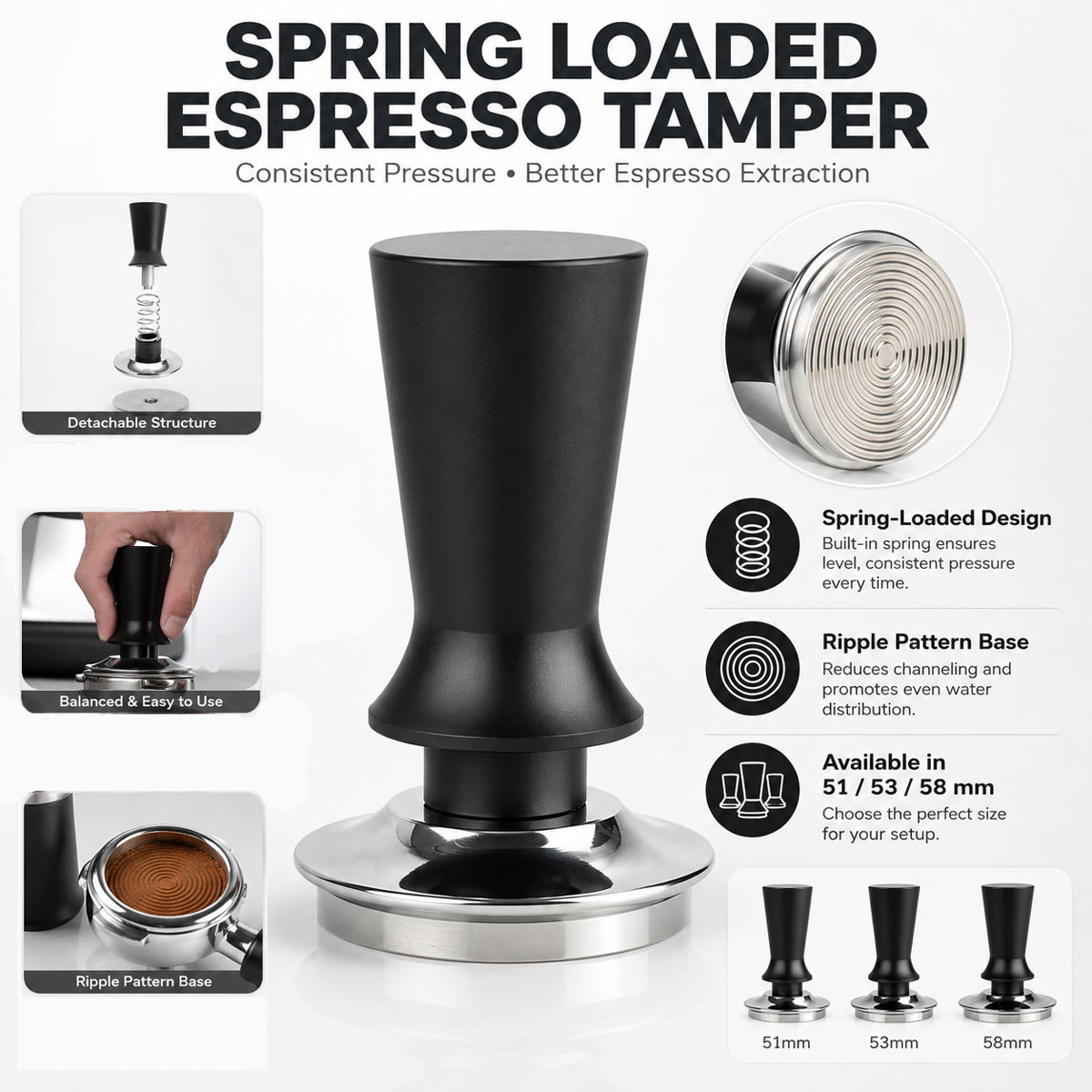 Coffee Tamper Leveler - 1pcs 51/53/58 mm Coffee Tamper, Tamping