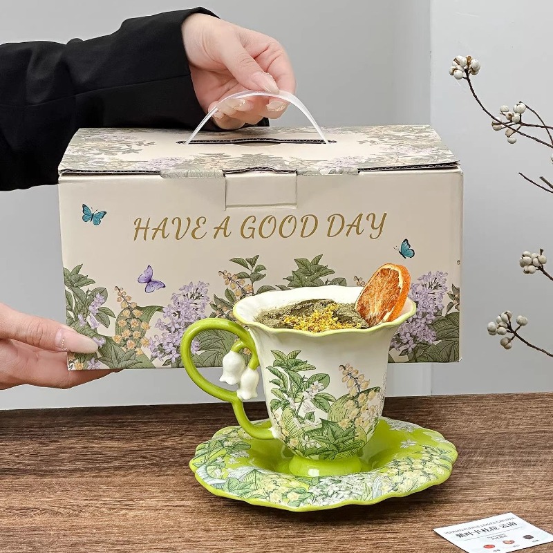 Coffee Tea And Sugar Set - Lily of the valley blooming afternoon