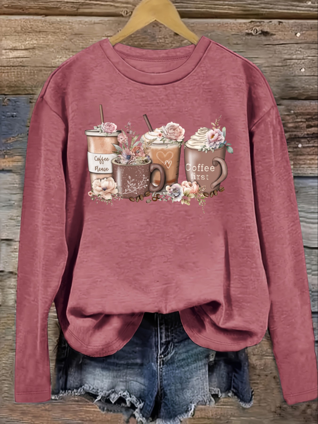 Women's Casual Long Sleeve Cre - đánh giá và giá Coffee & Tea Difabis
