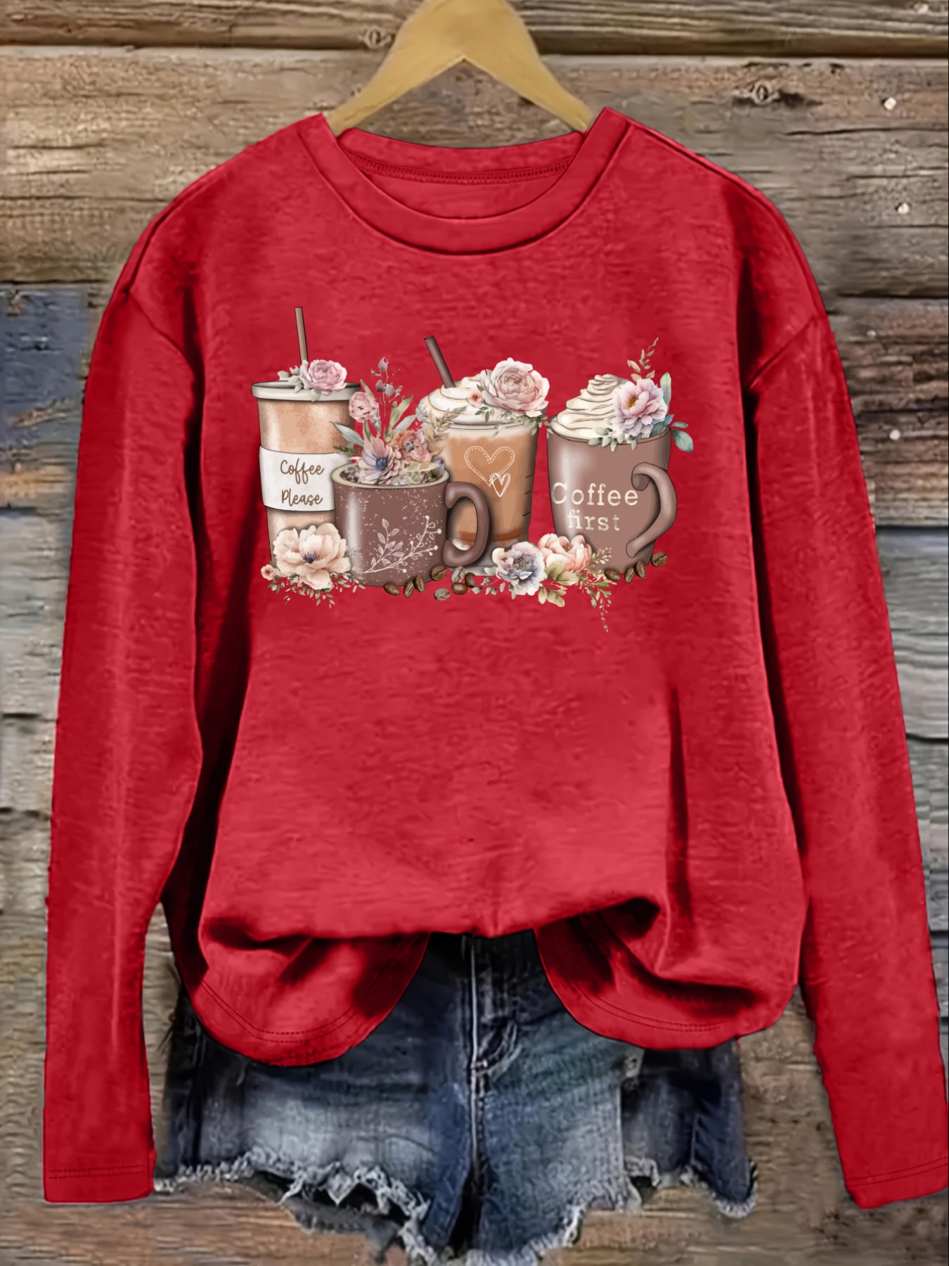 Women's Casual Long Sleeve Cre - đánh giá và giá Coffee & Tea Difabis