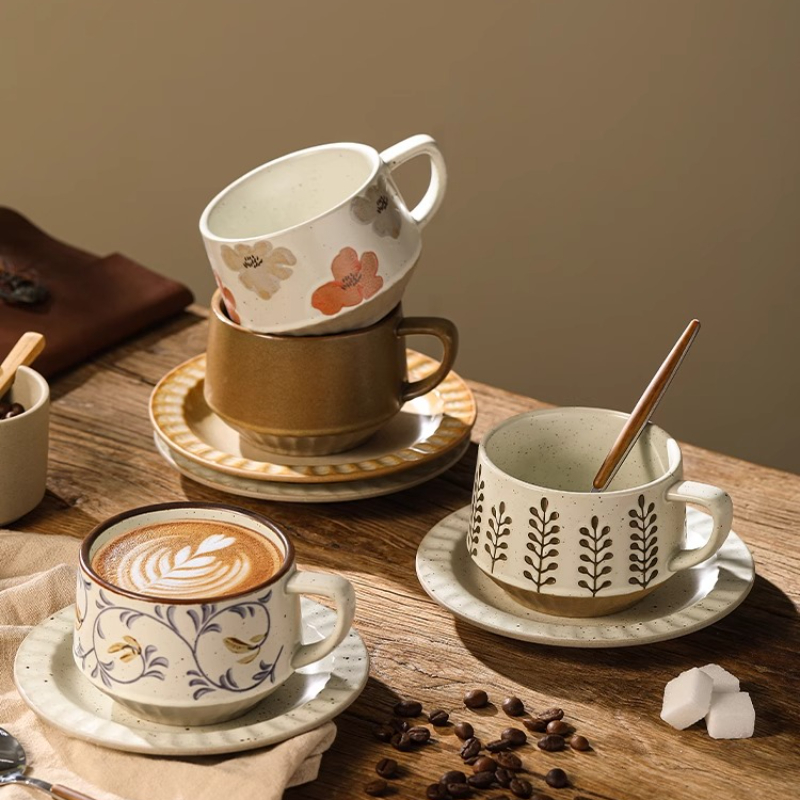 Retro Ceramic Cup Coarse Potte - đánh giá và giá Coffee Tea And Sugar Set