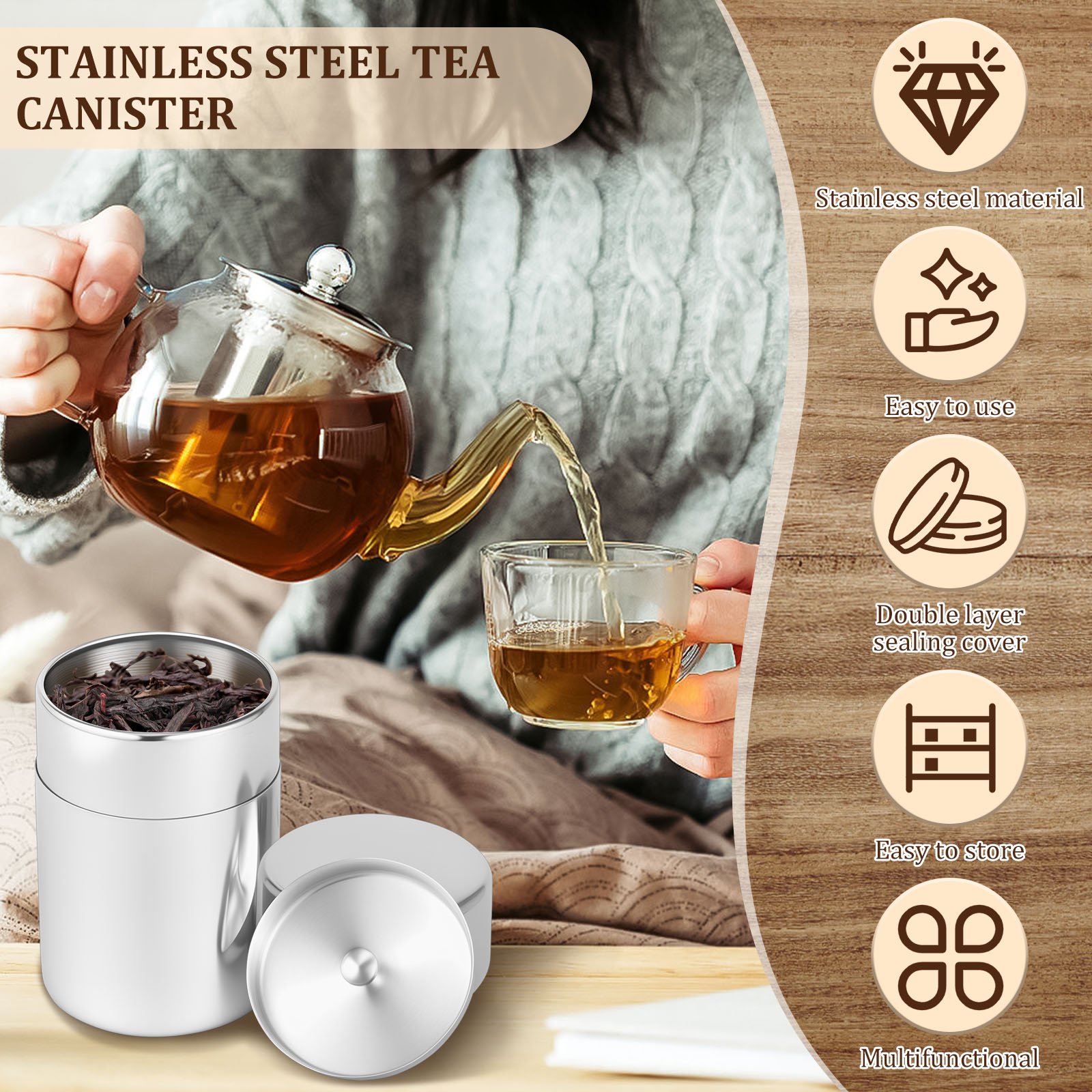 Stainless Steel Tea Leaf Tins  - đánh giá và giá Coffee Bean And Tea Leaf
