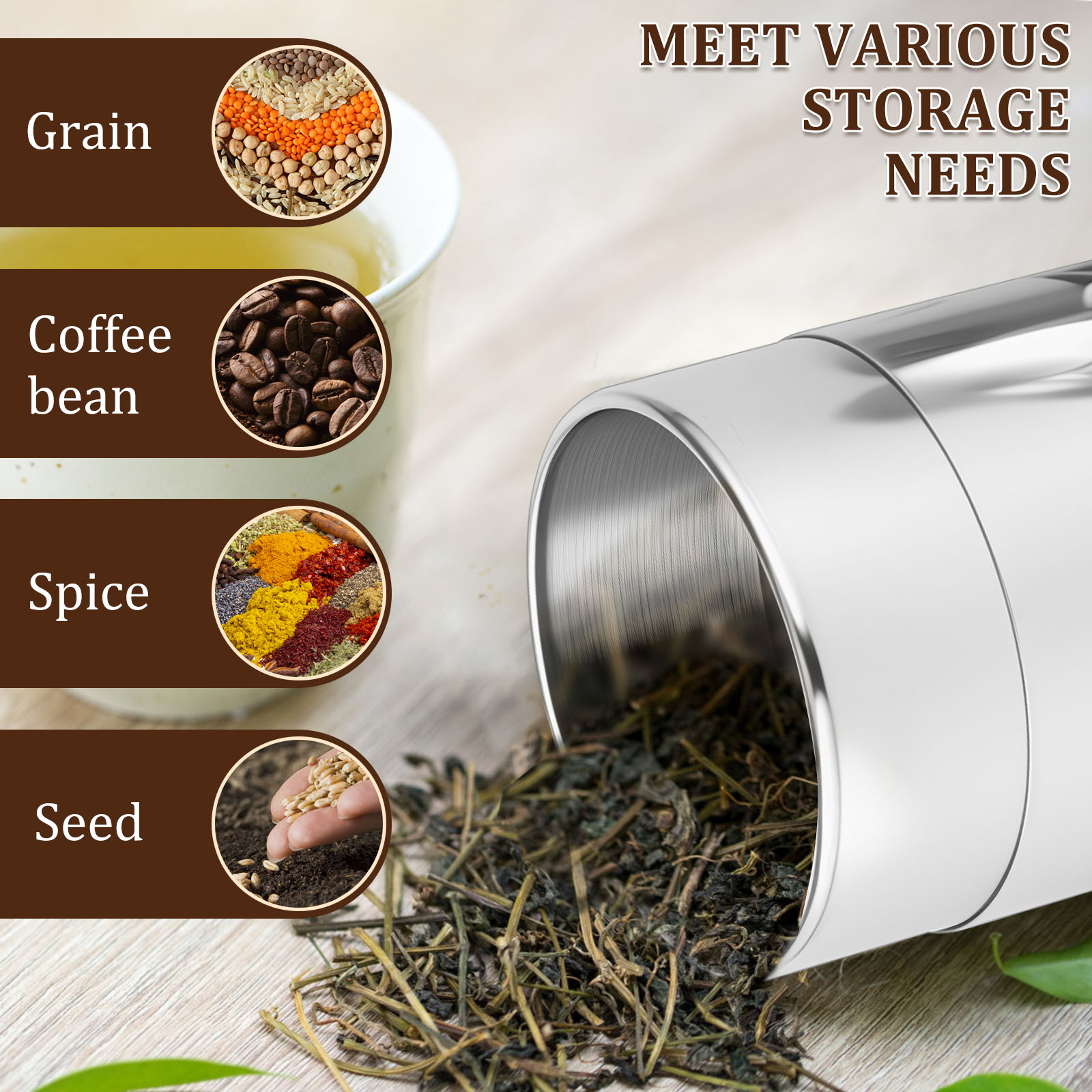 Stainless Steel Tea Leaf Tins  - đánh giá và giá Coffee Bean And Tea Leaf